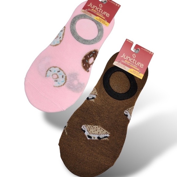 Juncture donut & Smore Women's Fashion no slip shoe Liner Socks 2 pack Size 5-9 - Picture 10 of 10
